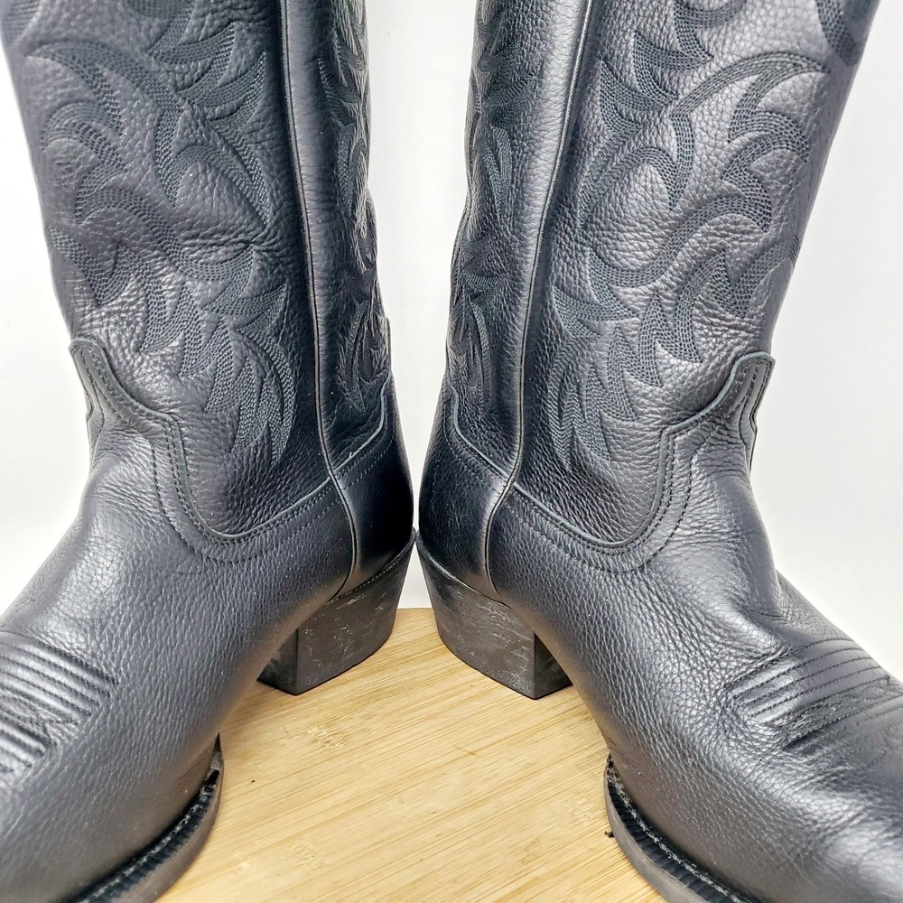 Ariat Heritage Boots Mens 13 D Black Leather Pull On R Toe Western Cowboy Shoes - Picture 7 of 15